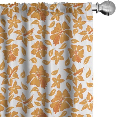 ABAKUHAUS Gordijnen – 2x75x245 cm – Halfdonkerend – Oranje/Wit