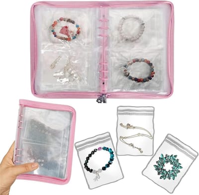 Sieraden Opbergboek - Oorbellen Organizer - Sieraden Overzichtelijk - Compact Ontwerp - 10x10x10 mm - Roze