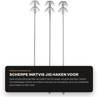 Dailygoods- Jig Haken - Scherpe Roestvrijstalen Haken - Dubbellaagse Splithaak - Ingebouwde Roterende Verbinding - Duurzaam - Geschikt voor Inktvisvangst - Inktvis Haken