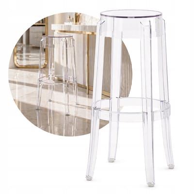 Transparante glamour barkruk voor een keukeneiland 76 cm