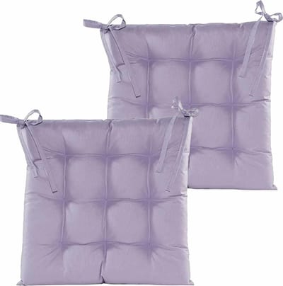Anna's collection Stoelkussen gewatteerd - 2x - lila paars - 38 x 38 cm - binnen/buiten
