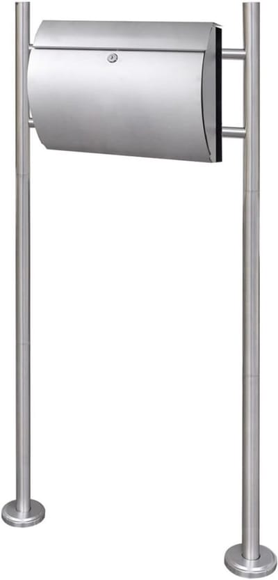Brievenbus met standaard - Postbus pakketbox - Veilig post ontvangen - Afsluitbaar met 2 sleutels - 1x1x1 cm - Roestvrij staal