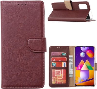 LuxeBass Hoesje geschikt voor Samsung Galaxy A02S - Bookcase Wijnrood - portemonnee hoesje - telefoonhoes - gsm hoes - telefoonhoesjes