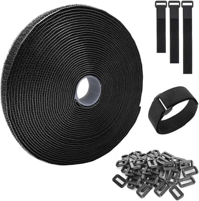 SnelShoppen - Kabelbinders 10m x 2cm met 50 Buckles - Herbruikbare en Aanpasbare Klittenband Kabels - Extra Sterke Kabels voor Thuis, Tuin en Gereedsc