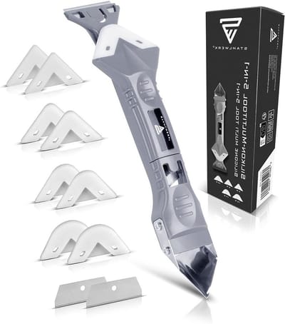 Siliconen Voegengereedschap - Voegenkrabber Kit - Voegen Afwerken - 5-in-1 Functionaliteit - 21 cm - Zilver
