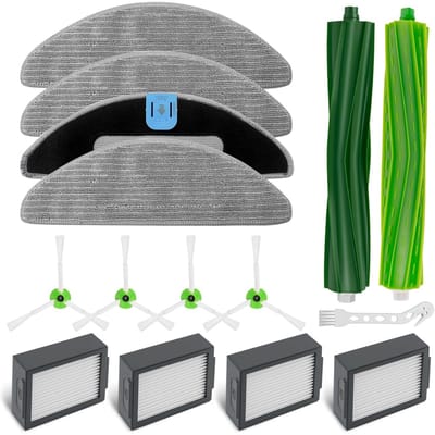 Dailygoods- Stofzuigeronderdelen 15 Stuks - 2 Hoofdborstels - 4 Zijborstels - 4 HEPA-Filters - 4 Dweildoeken - 1 Reinigingsborstel - Robotstofzuigeraccessoires