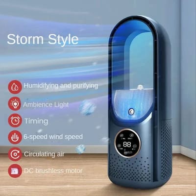 Mobiele Airco - Draagbare USB Luchtkoeler & Bladloze Ventilator - 6 Instelbare Sterktes - Stille Koelventilator & Luchtbevochtiger ( zwart )