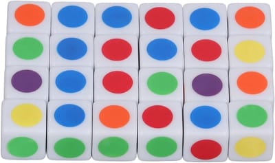 Color Dot Dobbelstenen - Zeszijdige Stenen - Onderwijs en Spel - Primaire en Secundaire Kleuren - 24 Stuks 16 Mm