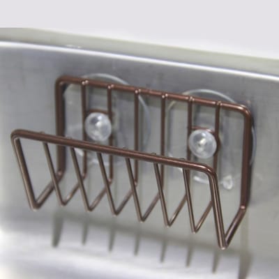 Gootsteensponshouder - Sponsrek Keuken - Keuken Organiseren - Met Veilige Zuignap - 6 x 11 x 8 cm - Koper