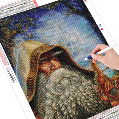 Peinture diamant thème Portrait, broderie 5D, mosaïque, point de croix, image ronde complète, vente 20X30 gray
