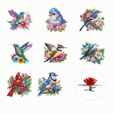 Adorzy Diamond Painting Vogels 3D – Set van 8 - Op Clip - Diamond Painting Volwassenen – Diamond Painting Volledig Pakket