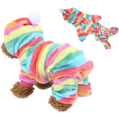 Herfst Winter Huisdier Kleding Jumpsuit Warme Pyjama's Kleding voor Honden Katten Kleine Dieren XS blue