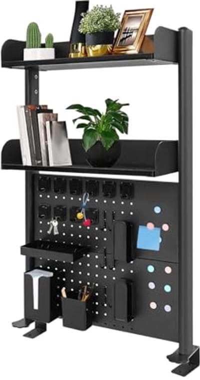 3-Tier Bureau Organizer voor Computer, Gaming en Thuis - Modulaire Wandplank in Zwart (60 x 95 cm)
