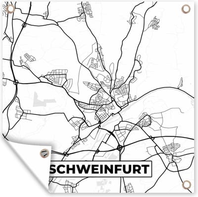 Tuin poster Schweinfurt - Stadskaart - Plattegrond - Kaart - 200x200 cm - Tuindoek