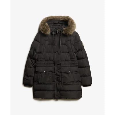 Superdry - Everest halflange pufferjas van imitatiebont - Dames - Gewatteerde jassen