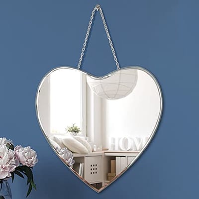 Hartvormige Muurspiegel met Ketting - Frameloze Decoratieve Spiegel 12x12 Inch