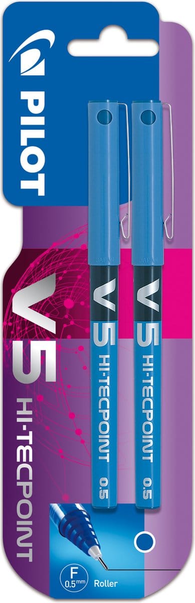 Pilot Hi-Tecpoint V5 Stickpen Blauw 2 stuks