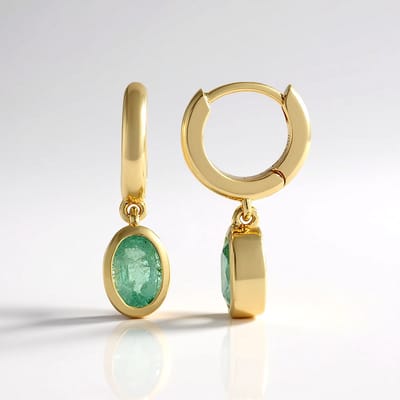 Cavill - Vergulde 925 Zilveren Oorbellen met 0,777 ct Russische Ovale Smaragd - Elegante Stijlvolle Edelsteen Oorbellen Dames Bezel Zetting