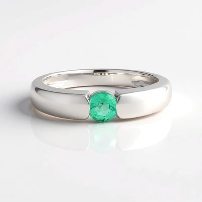 Cavill - Zilveren herenring met Colombiaanse smaragd 0,31 ct - 925 sterling zilver - Platina verguld - Ronde bezel zetting - Luxe duurzame ring