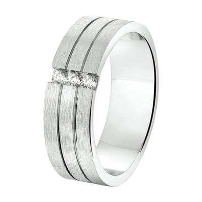 Zilver Gerhodineerde Ring A207 - 6 mm - met cz 1315503 17.00 mm (53)