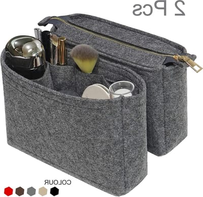Stijlvolle grijze organizer voor tote bags met 2 vakken - Perfect voor een opgeruimde tas