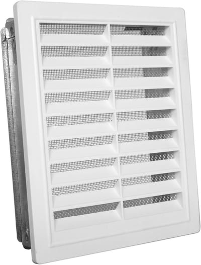 Ventilatierooster Kunststof Wit 10x28 cm met Inbouwframe en Vlindersluiting