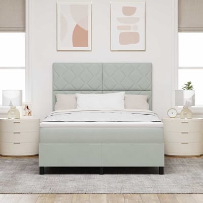 vidaXL - Boxspring - bed - met - hoofdeinde - Lichtgrijs - 140 - x - 190 - cm - Fluweel