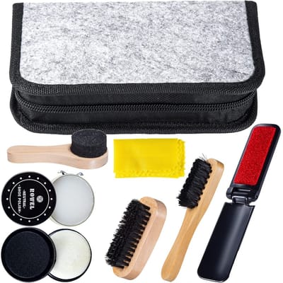 Cosensi- Schoenpoetsset Luxe - 8 Delige Set - Houten Applicator - Borstel van Paardenhaar - Reisetui - Zachte Doek - Schoenverzorgingsset