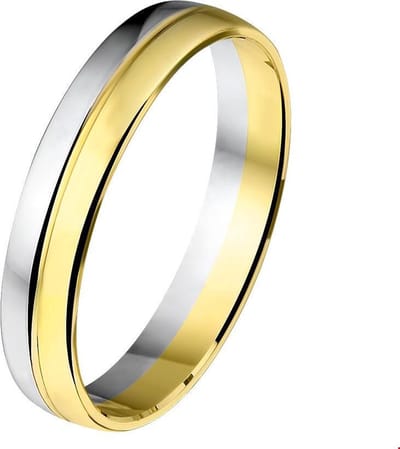 14K Bicolor Geel- En Witgoud Geel/Wit Ring A406 - 4 Mm Zonder Steen 4202225