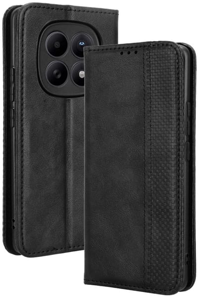 Coverup Hoesje - Geschikt voor Xiaomi Redmi Note 15 / Poco M8 Hoesje - Coverup Vintage Style Book Case - Zwart