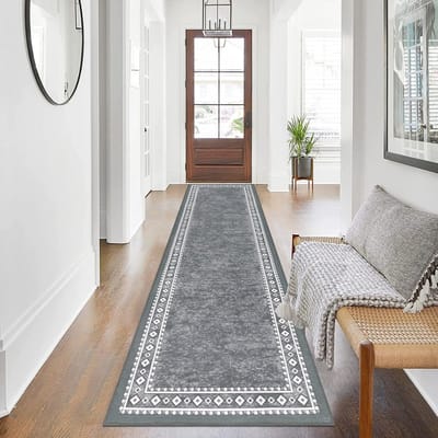 Lange tapijtloper 66 x 240 cm antislip gangloper - wasbare deurmat voor wasruimte - lopers vloerkleden vlekbestendig - keuken vloermat - tapijt voor badkamer - entree slaapkamer trap