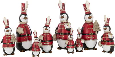 J-Line figuur Pinguin Kerstmis - polyresin - mix - large - 3 stuks