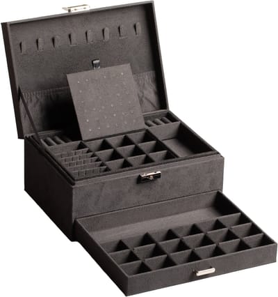 VALEVO™ - Luxe Sieradendoos - 80+Vakjes & Haakjes - Met Slot - Sieradenkist - Sieradenrekje - Sieradenhouder - Juwelendoos - Sieradendoos voor volwassenen - Sieraden organizer