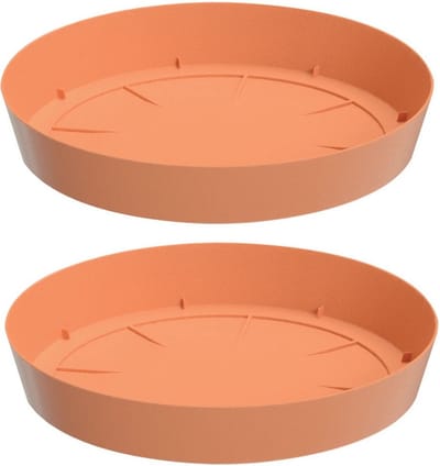 Prosperplast Opvangschaal/onderschaal voor bloempot/plantenpot - 4x - terracotta - rond - Dia 12,5 cm