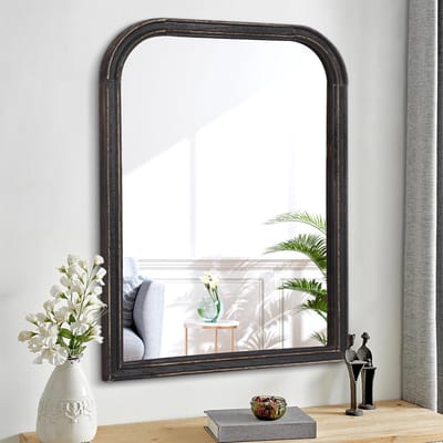 Dailygoods- Badkamerwandspiegel Rustiek Houten Frame - Wandspiegel - Rechthoekig - Decoratie - Massief Hout - Modern Boerderijgevoel