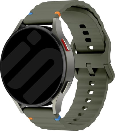 Strap-it Smartwatch bandje 20mm - Siliconen Wave bandje geschikt voor Samsung Galaxy Watch Active (2) / Watch 3 - 41mm / Watch 1 - 42mm / Gear Sport - Amazfit Bip / GTS - Polar Ignite / Unite / Pacer - legergroen