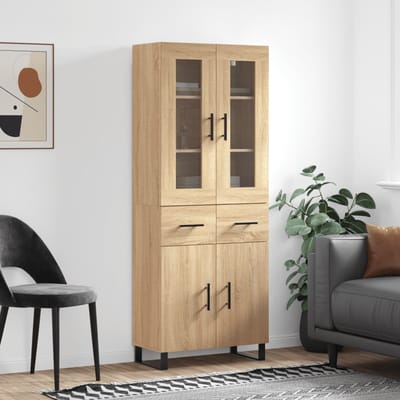 vidaXL - Hoge - kast - 69,5x34x180 - cm - bewerkt - hout - sonoma - eikenkleurig