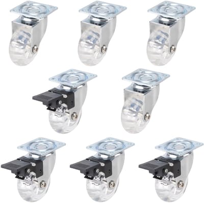 Dailygoods - Set van 8 Meubelwielen 50 mm - Zwenkwielen met en zonder Rem