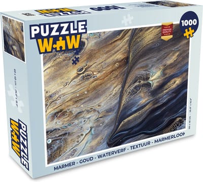Puzzel Marmer - Goud - Waterverf - Textuur - Marmerlook - Legpuzzel - Puzzel 1000 stukjes volwassenen