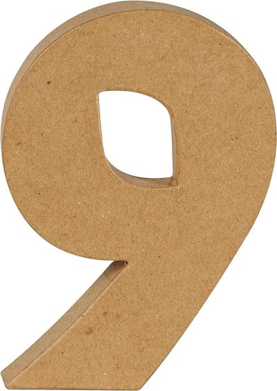 Decopatch cijfer - 20 cm - Papier marche - Cijfer 9