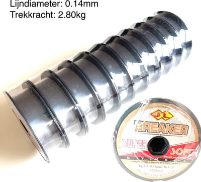 JL BREAKER Vislijnen - 0.14mm - Visdraad - Vislijn nylon - Transparant - 10 rollen - 1000 meters
