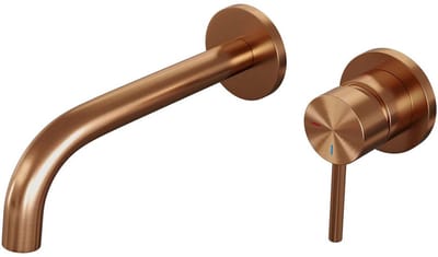 Brauer Copper Edition Inbouw Wastafelmengkraan met Gebogen Uitloop en Rozetten Model A1 Koper Geborsteld PVD