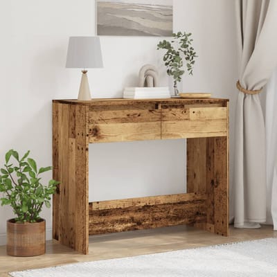 vidaXL - Wandtafel - 89x41x76,5 - cm - bewerkt - hout - oud - houtkleurig