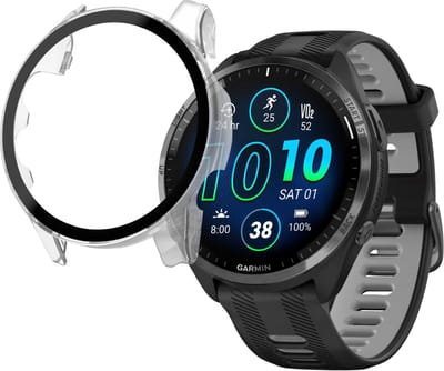 Hoesje voor Garmin Forerunner 965 - Harde beschermhoes transparant scherm gehard glas