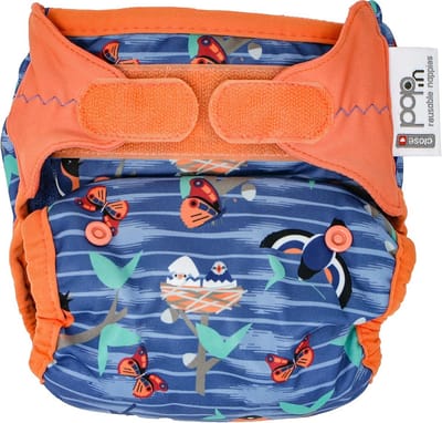 Premium bamboe doekluier met Aplix-sluiting - Verstelbare eenmaats luier vanaf geboorte tot potje - Elegante Twilight Garden print
