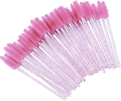 Set van 50 Wimperborstels, Wimperkam en Oogbrauwborstels voor Perfecte Oogmake-up, Roze