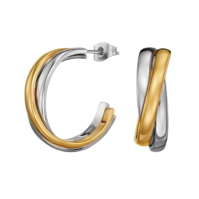 Traveller Oorringen - Hoops Dames - Bicolor - Verguld & Edelstaal - 3/4 Ring - 25 x 7 mm - 166367