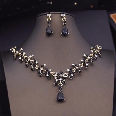 Ensembles de Bijoux de Mariée Couronne de Princesse pour Filles Tiaras Bleues Ensembles Collier Choker Robe de Mariée Accessoires de Bijoux de Bal