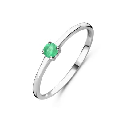 ring met geboortesteen smaragd mei zilver gerhodineerd 1337055