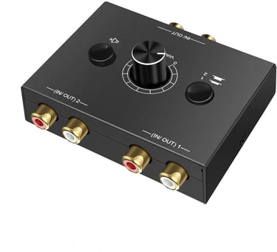 carmdering - L R Stereo Audio Schakelaar - Audio Selector - Splitter - Twee Richtingen Selectie - Eén Knop Dempen - Kunststof Behuizing - Compact Ontwerp - Plug And Play Gebruik - 1 Stuk